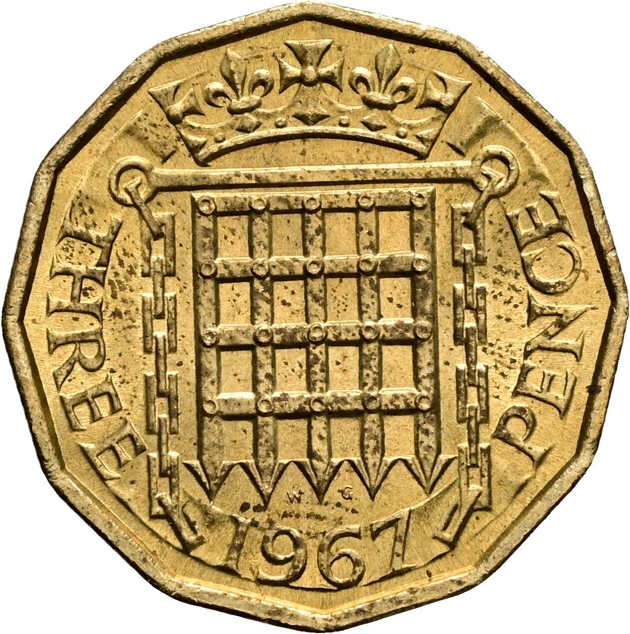 3 Pence Elisabeth II. 1952-2022 1967 – Rückseite
