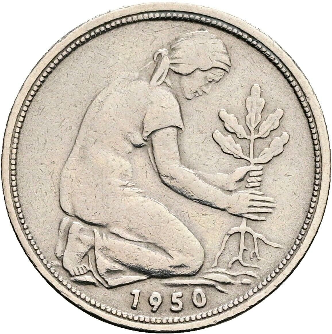 50 Pfennig 1950 D – Rückseite