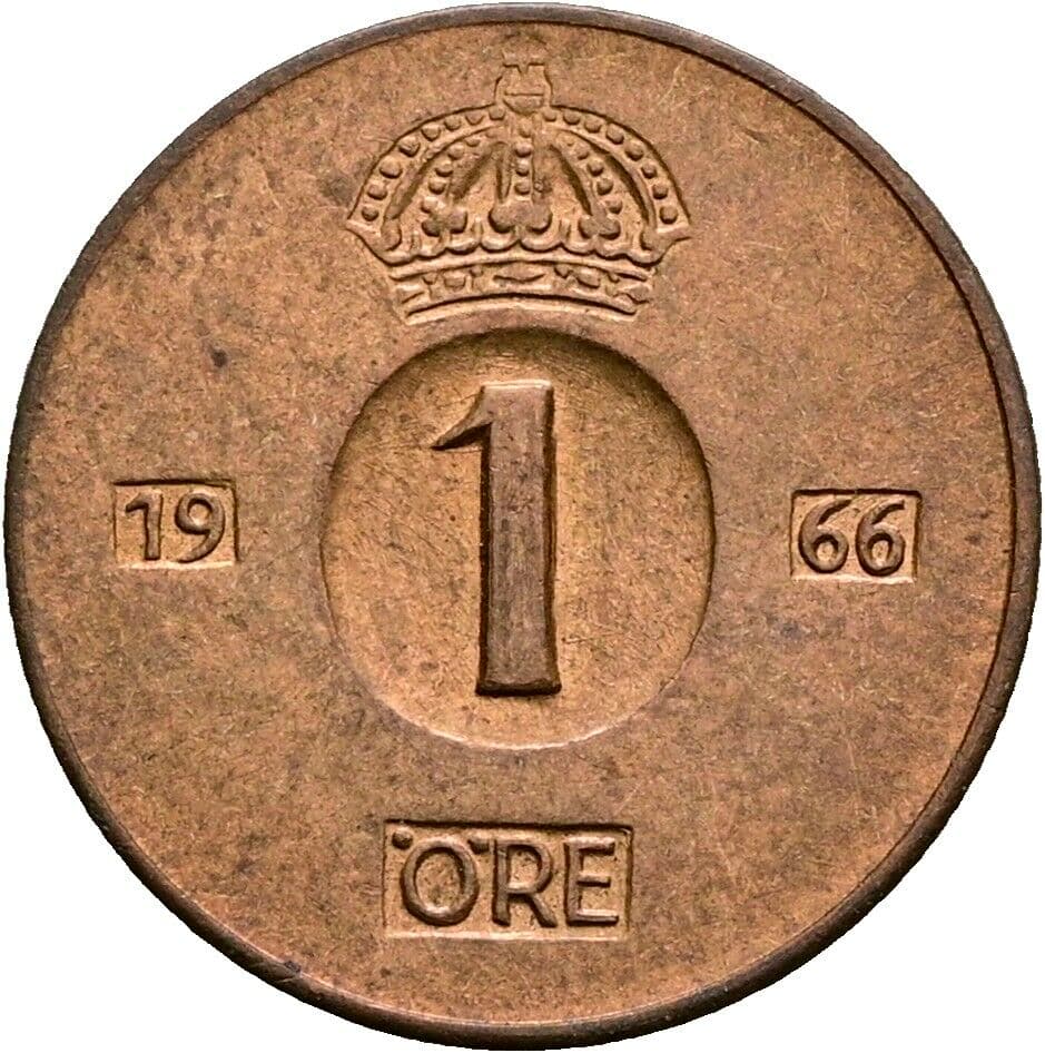 1 Öre Gustav VI. Adolf (1950-1973) 1966 – Vorderseite