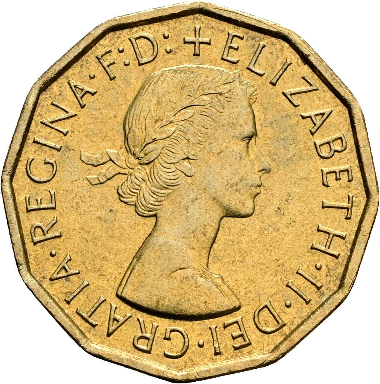 3 Pence Elisabeth II. 1952-2022 1967 – Vorderseite