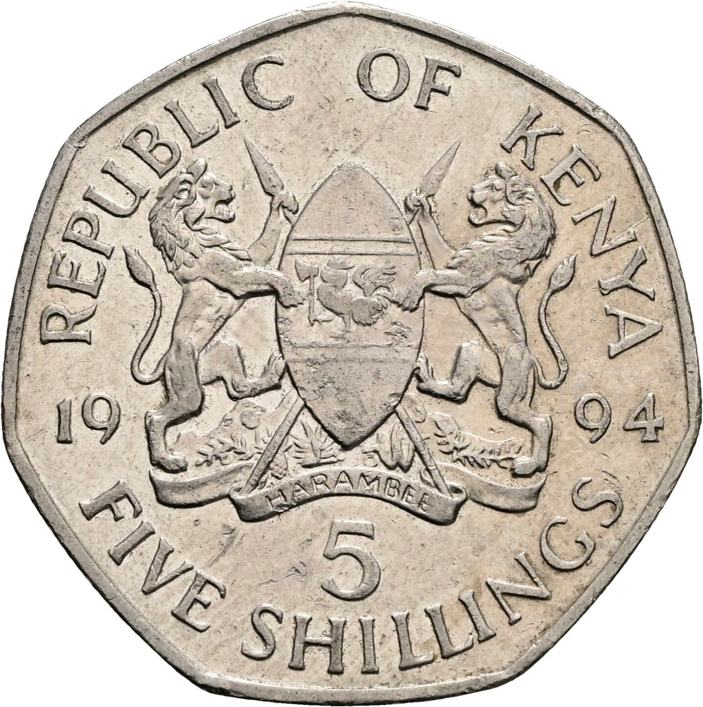 5 Shillings 1994 – Rückseite