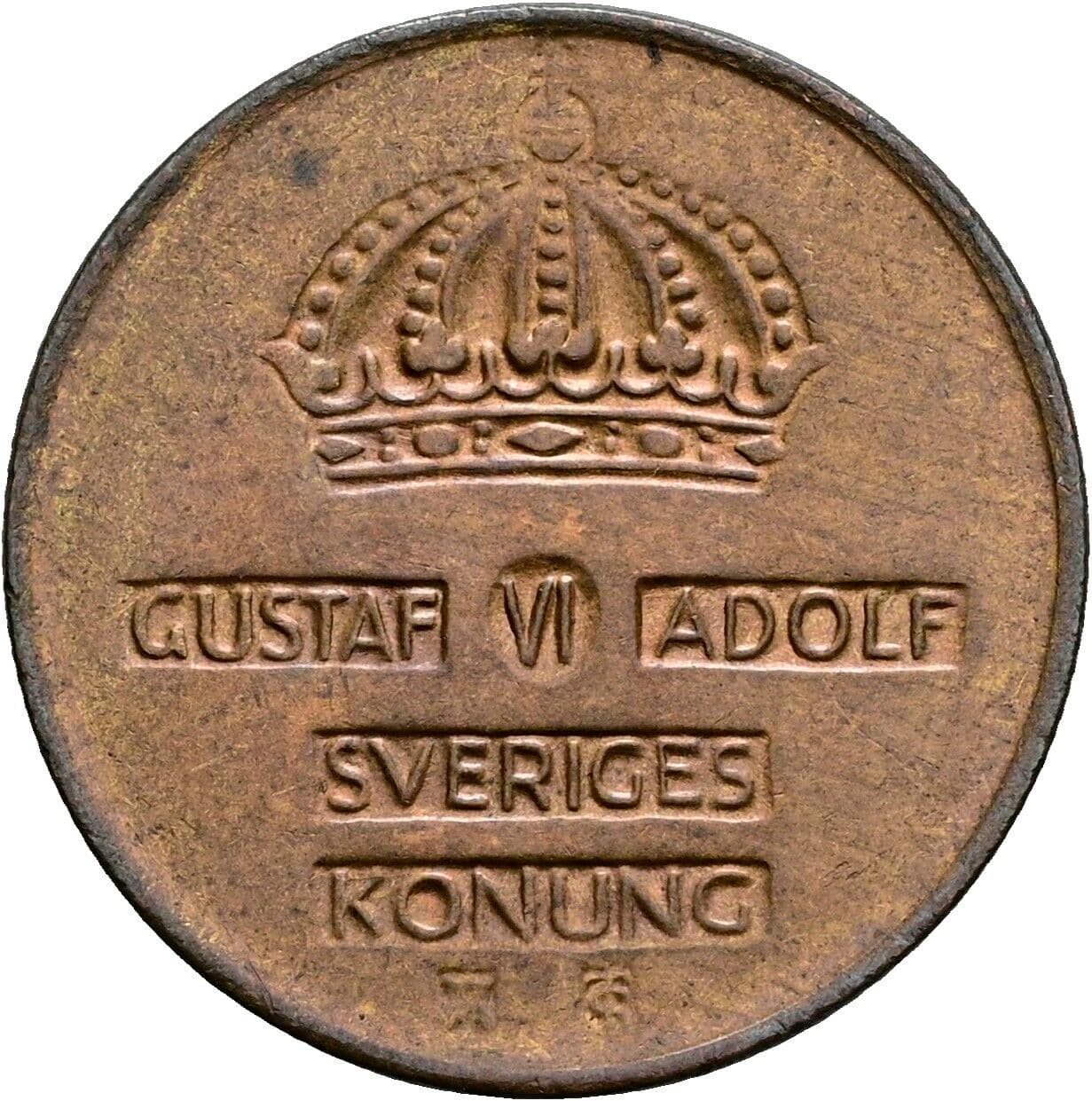 2 Öre Gustav VI. Adolf (1950-1973) 1955 – Rückseite