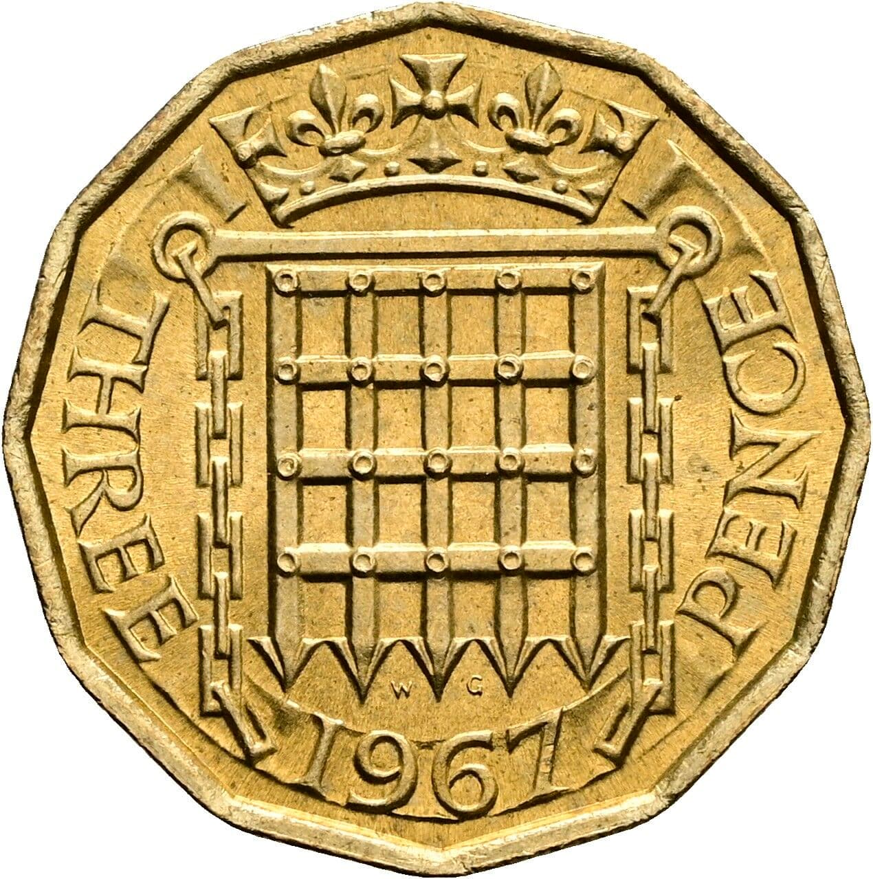 3 Pence Elisabeth II. 1952-2022 1967 – Rückseite