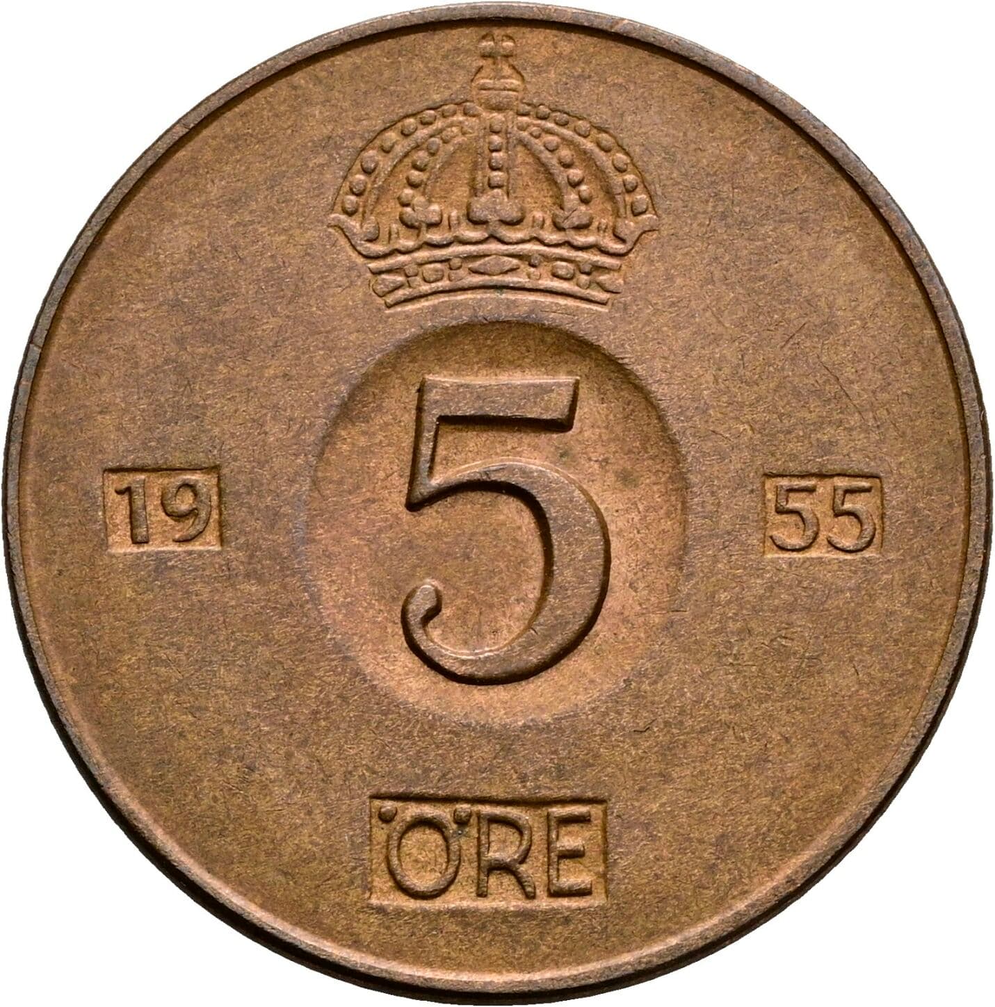 5 Öre Gustav VI. Adolf (1950-1973) 1955 – Vorderseite