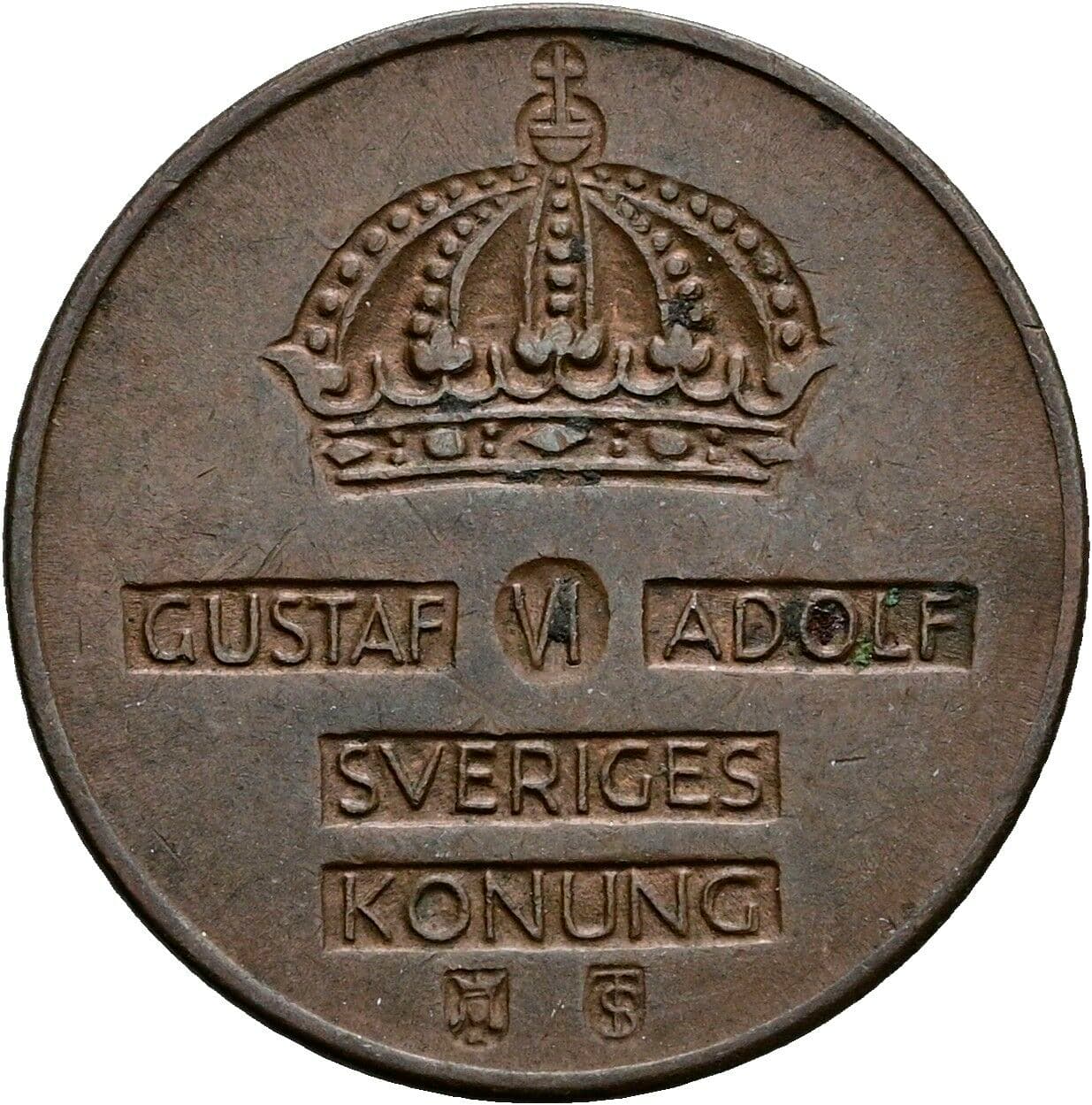 2 Öre Gustav VI. Adolf (1950-1973) 1954 – Rückseite