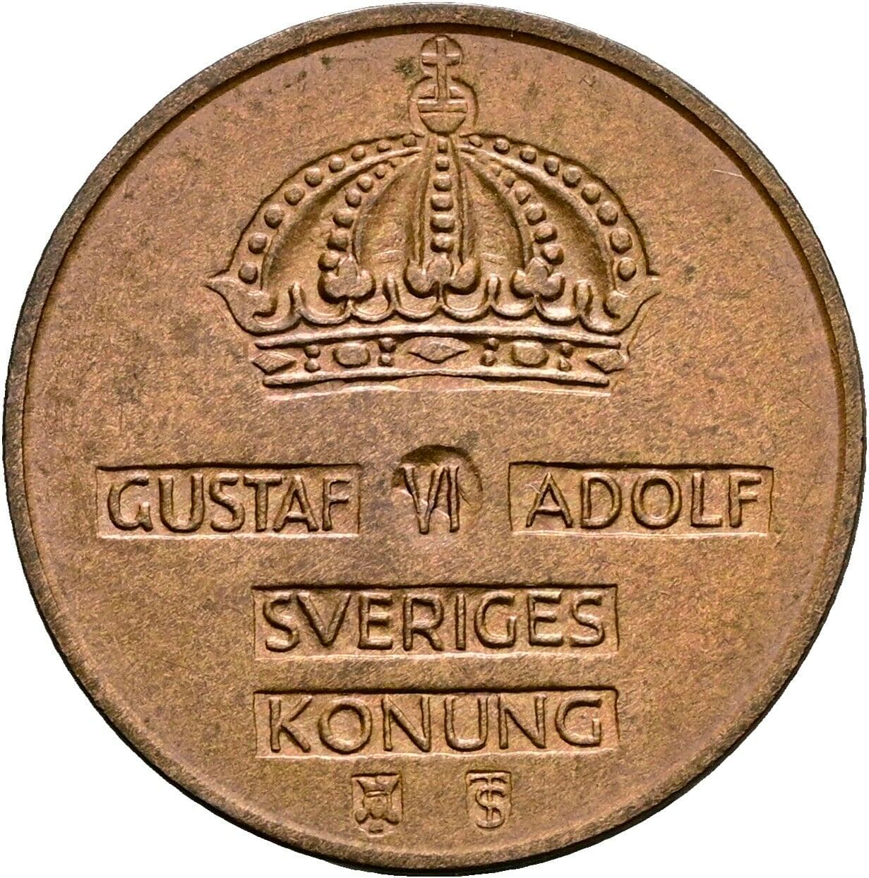 2 Öre Gustav VI. Adolf (1950-1973) 1955 – Rückseite