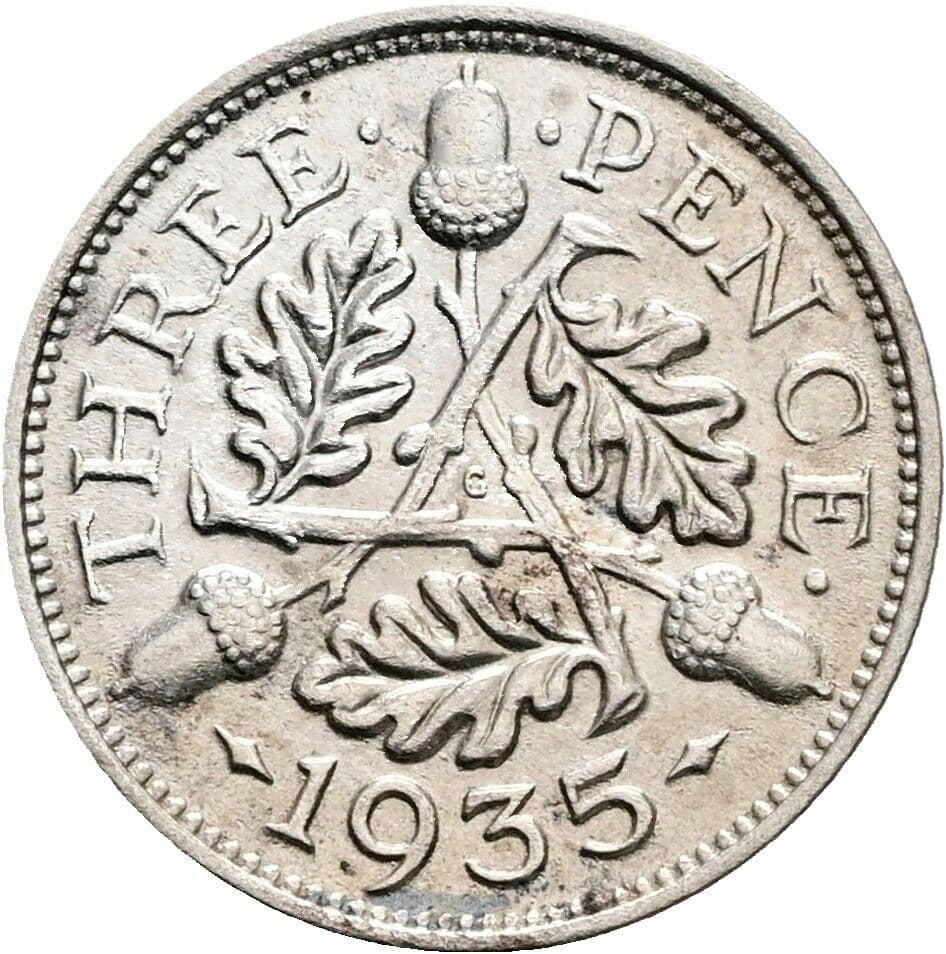 3 Pence Georg V. (1910-1936) 1935 – Rückseite