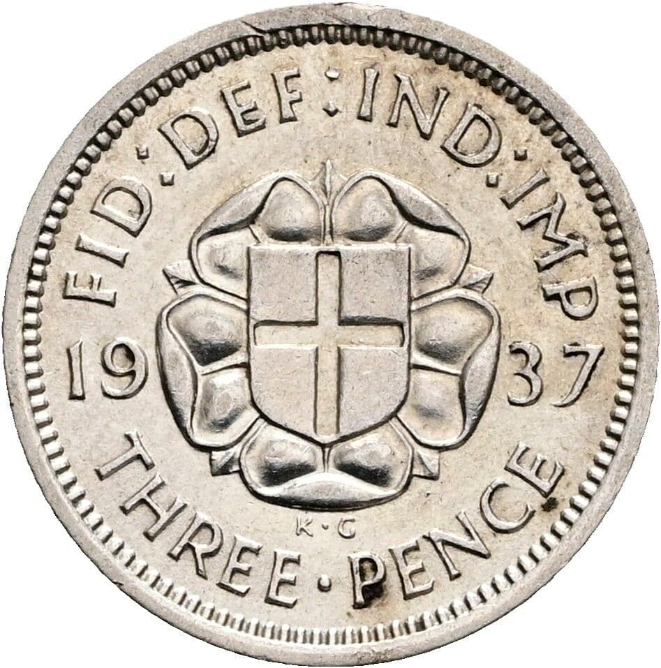 3 Pence Georg VI. (1936-1952) 1937 – Rückseite