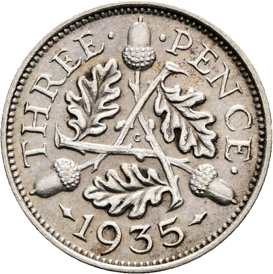 3 Pence Georg V. (1910-1936) 1935 – Rückseite