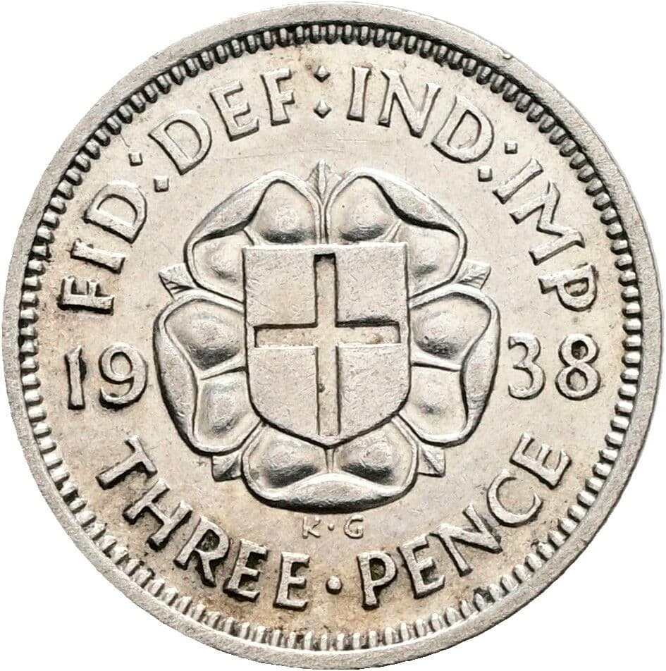 3 Pence Georg VI. (1936-1952) 1938 – Rückseite