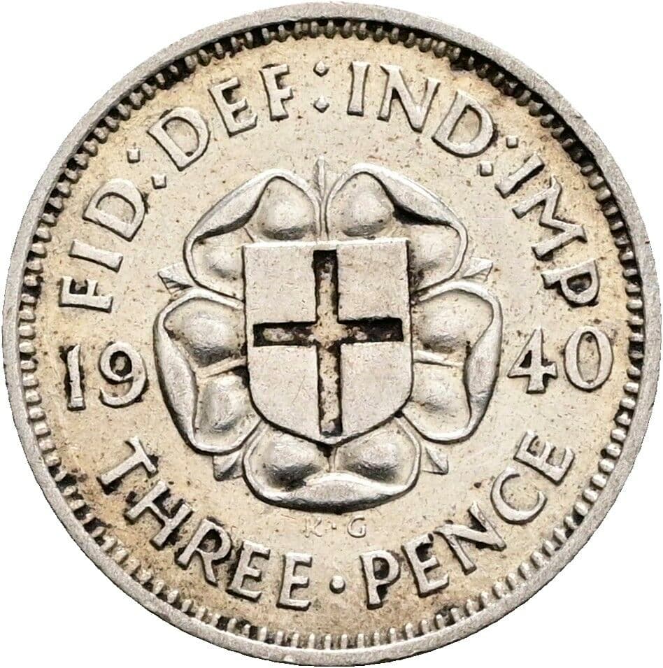 3 Pence Georg VI. (1936-1952) 1940 – Rückseite
