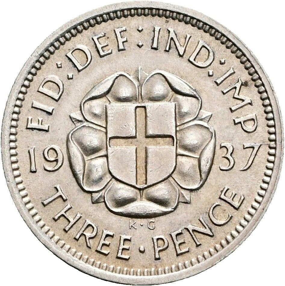 3 Pence Georg VI. (1936-1952) 1937 – Rückseite