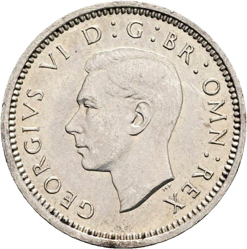 3 Pence Georg VI. (1936-1952) 1940 – Vorderseite