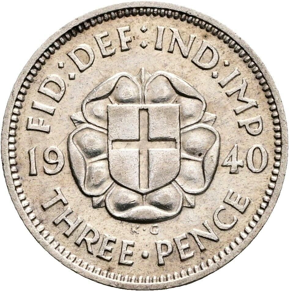 3 Pence Georg VI. (1936-1952) 1940 – Rückseite
