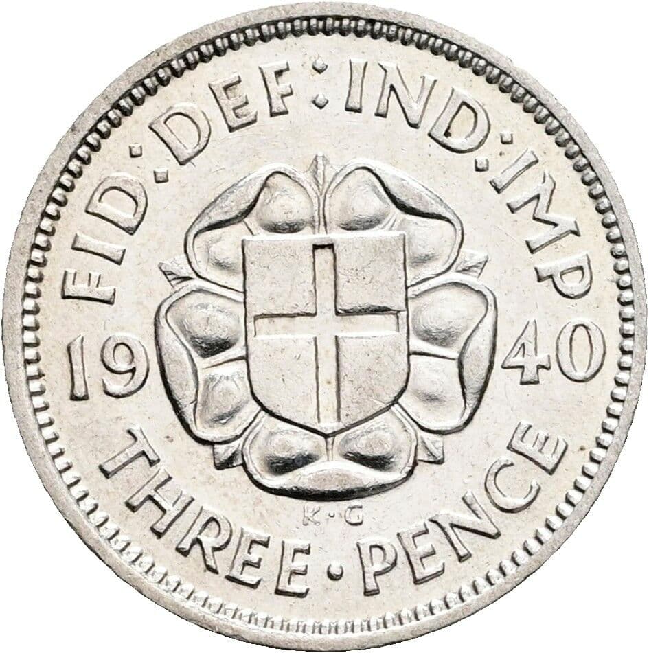 3 Pence Georg VI. (1936-1952) 1940 – Rückseite