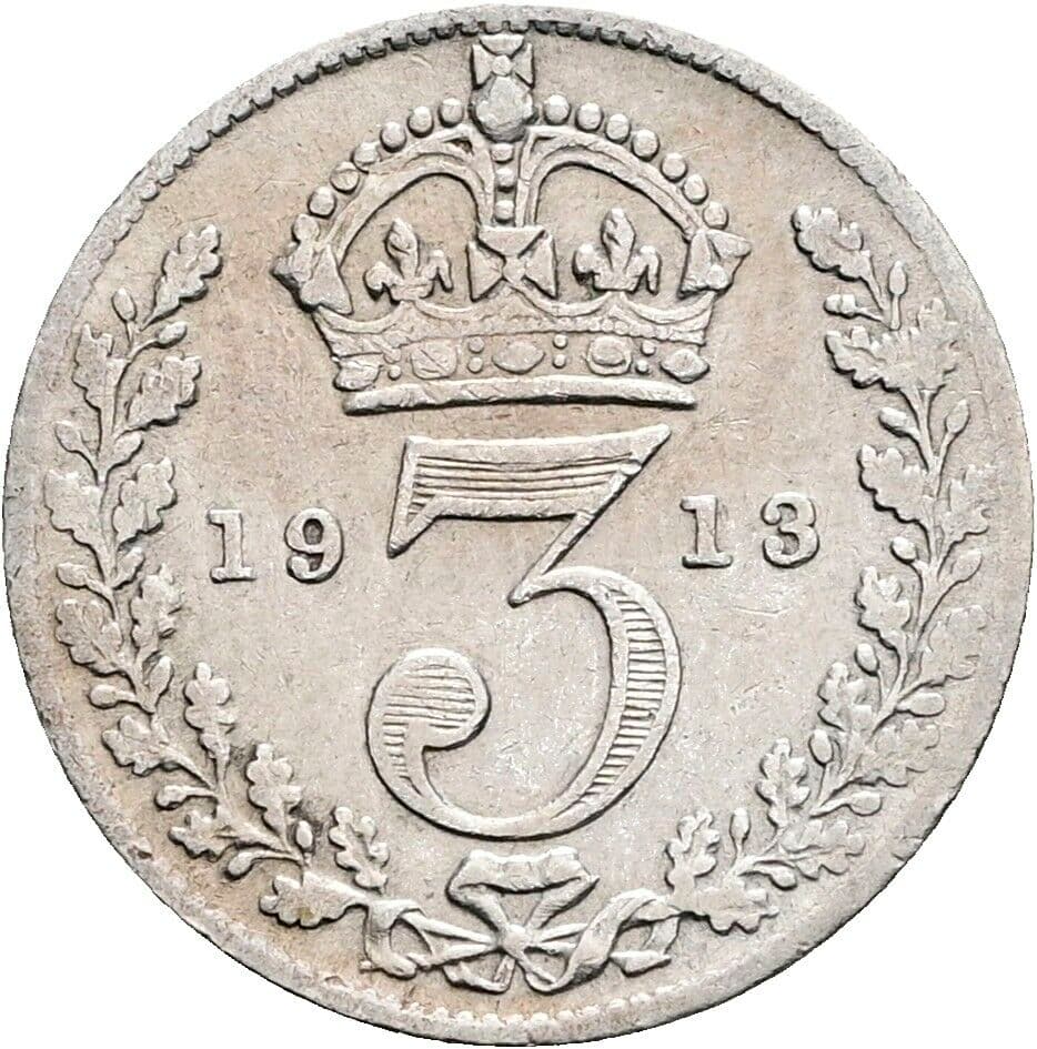 3 Pence Georg V. (1910-1936) 1913 – Rückseite
