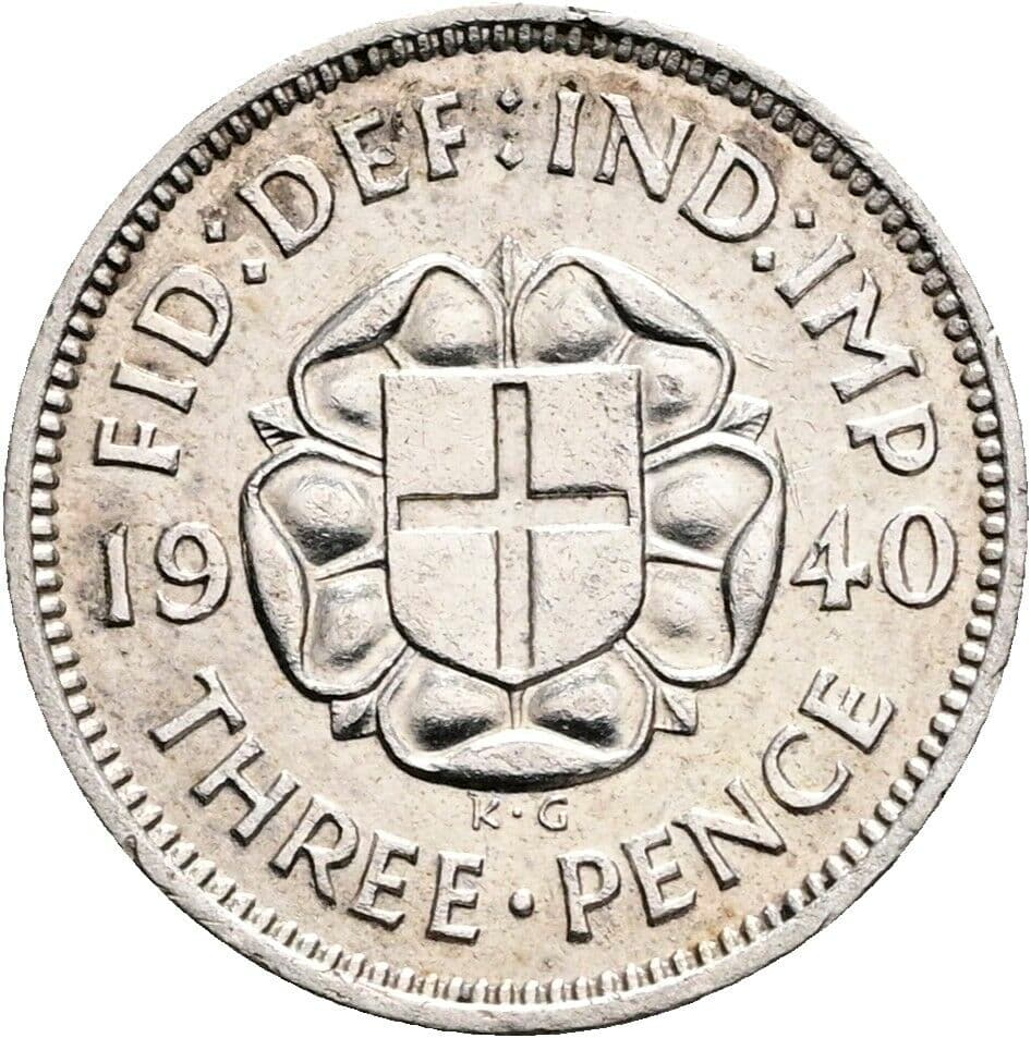 3 Pence Georg VI. (1936-1952) 1940 – Rückseite