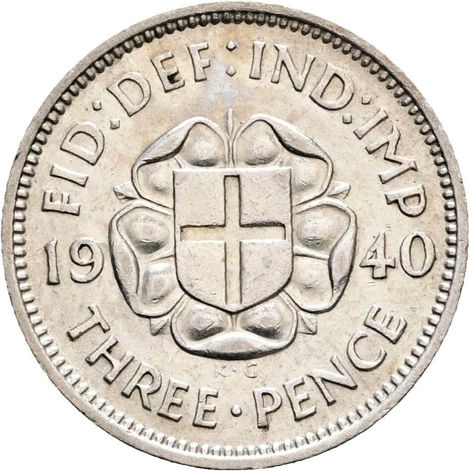 3 Pence Georg VI. (1936-1952) 1940 – Rückseite