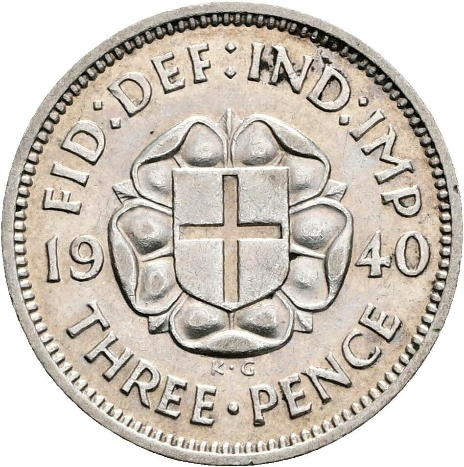 3 Pence Georg VI. (1936-1952) 1940 – Rückseite