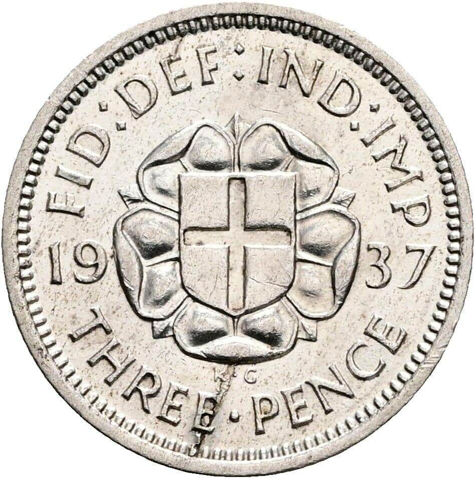3 Pence Georg VI. (1936-1952) 1937 – Rückseite