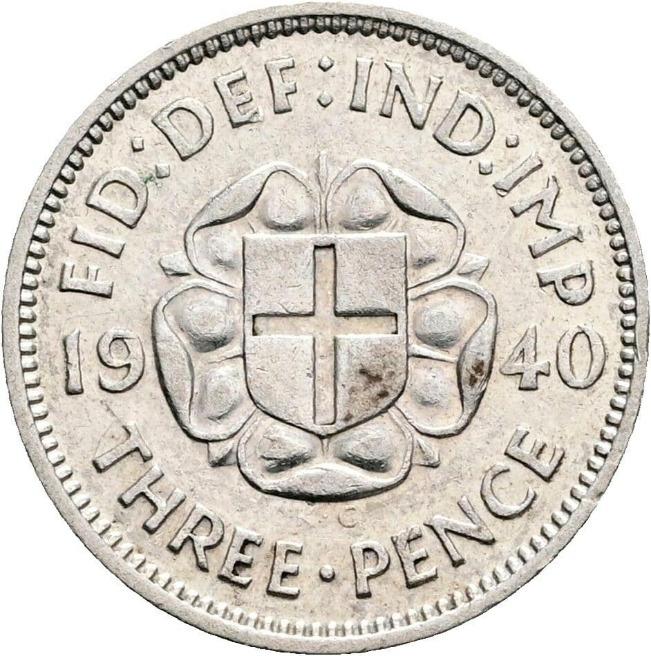 3 Pence Georg VI. (1936-1952) 1940 – Rückseite