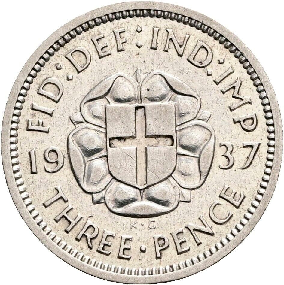 3 Pence Georg VI. (1936-1952) 1937 – Rückseite