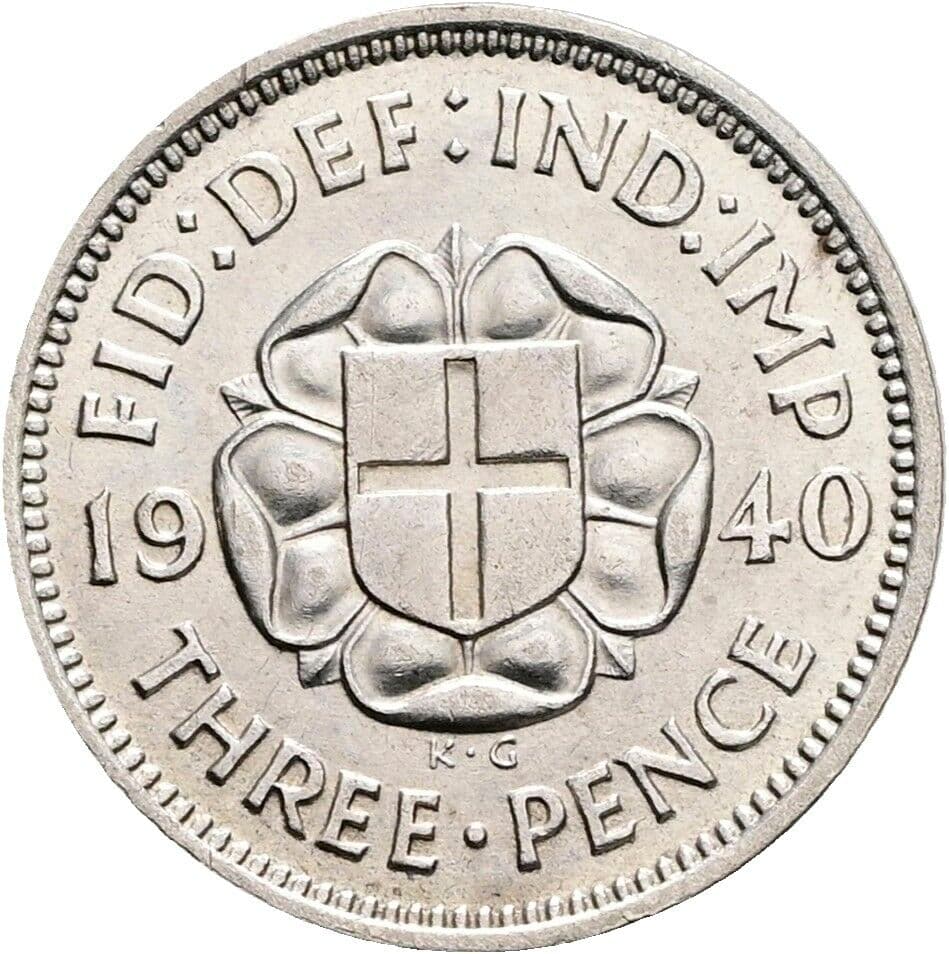 3 Pence Georg VI. (1936-1952) 1940 – Rückseite