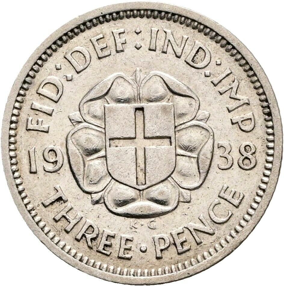 3 Pence George VI. 1936-1952 1938 – Rückseite