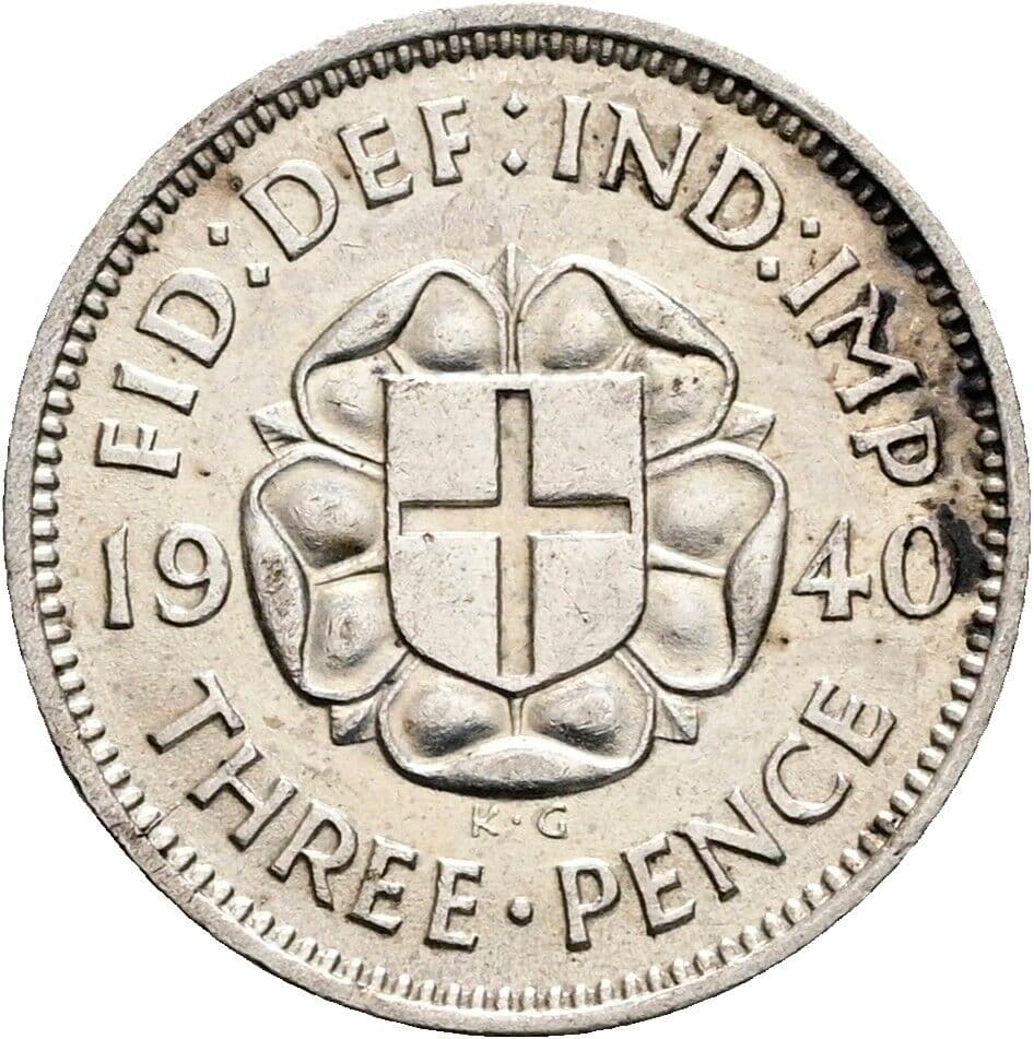 3 Pence Georg VI. (1936-1952) 1940 – Rückseite