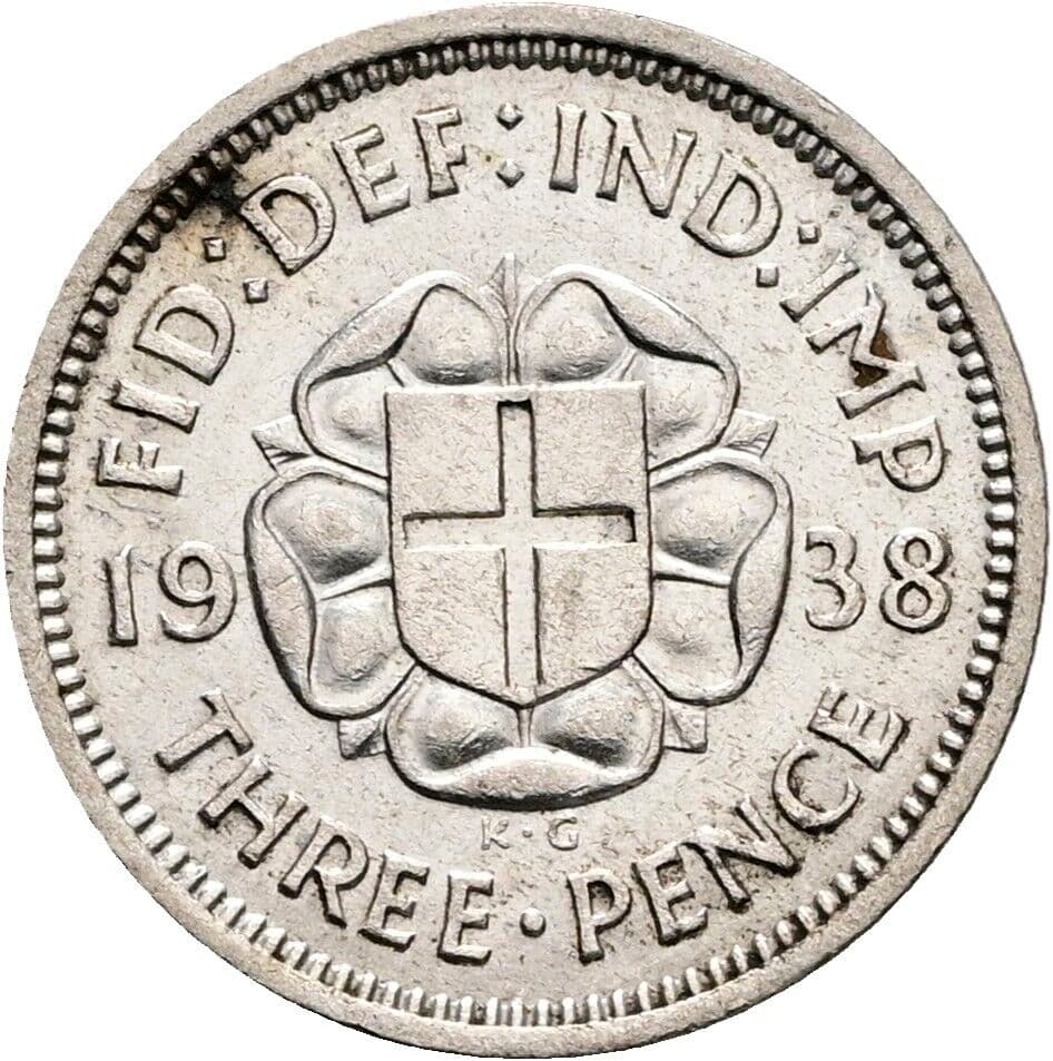 3 Pence George VI. 1936-1952 1938 – Rückseite