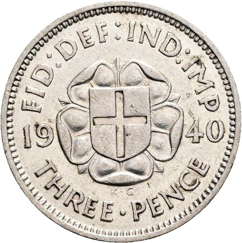 3 Pence Georg VI. (1936-1952) 1940 – Rückseite
