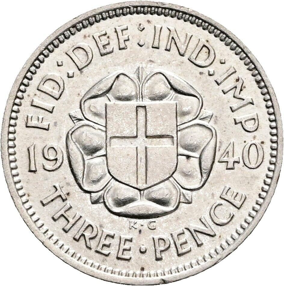 3 Pence Georg VI. (1936-1952) 1940 – Rückseite