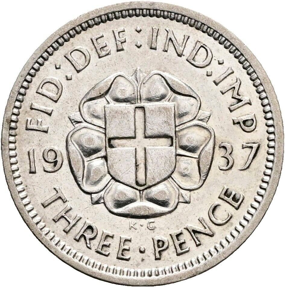 3 Pence Georg VI. (1936-1952) 1937 – Rückseite