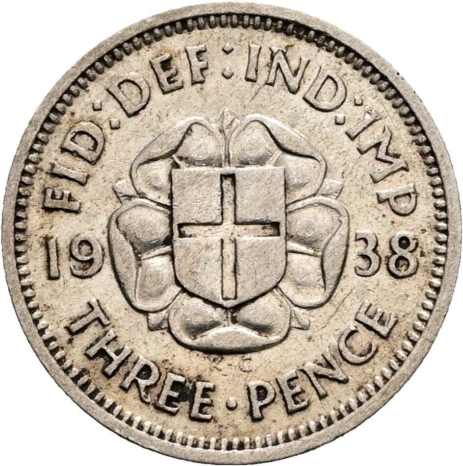 3 Pence Georg VI. (1936-1952) 1938 – Rückseite