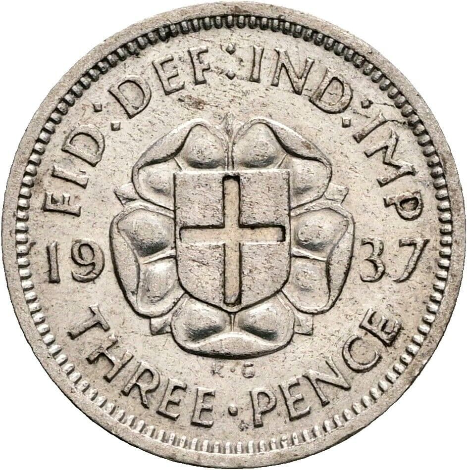 3 Pence Georg VI. (1936-1952) 1937 – Rückseite