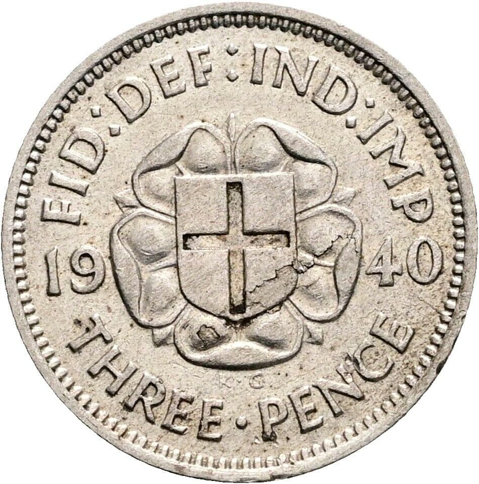 3 Pence Georg VI. (1936-1952) 1940 – Rückseite