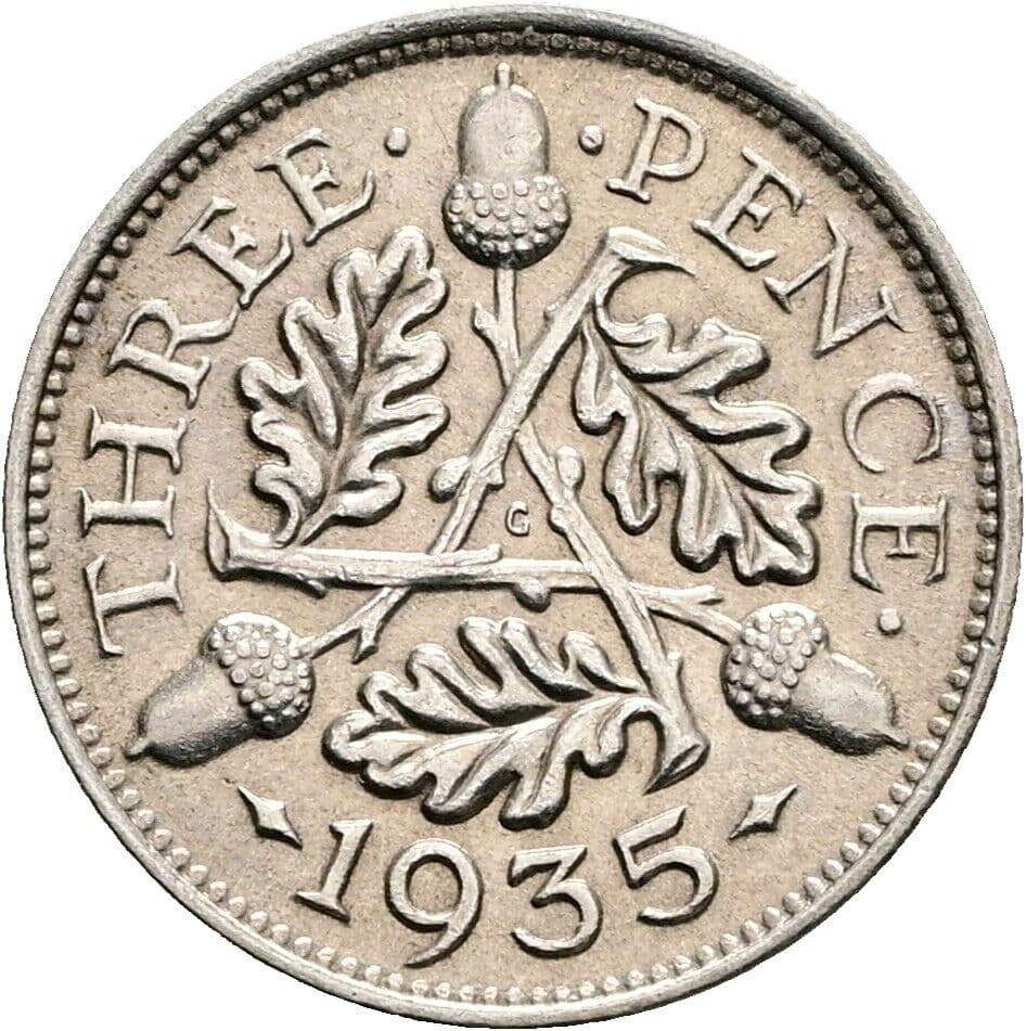 3 Pence Georg V. (1910-1936) 1935 – Rückseite