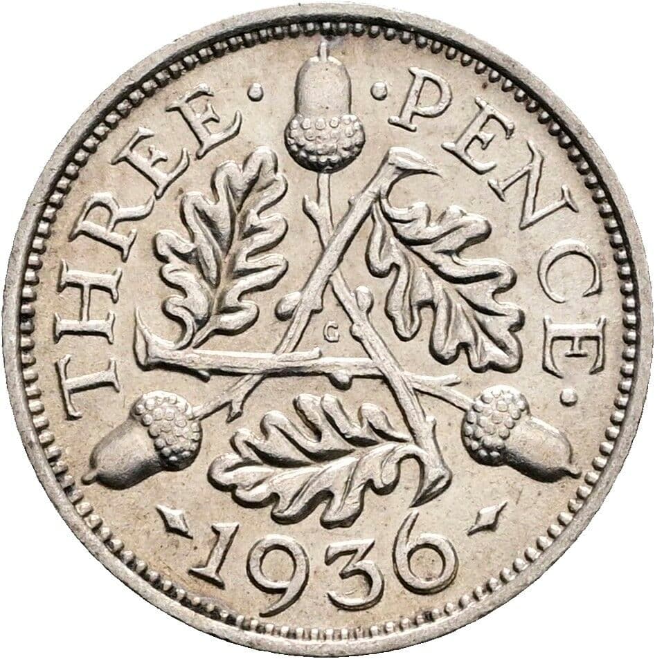 3 Pence Georg V. (1910-1936) 1936 – Rückseite