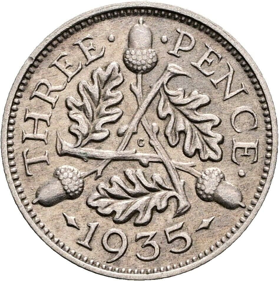 3 Pence Georg V. (1910-1936) 1935 – Rückseite