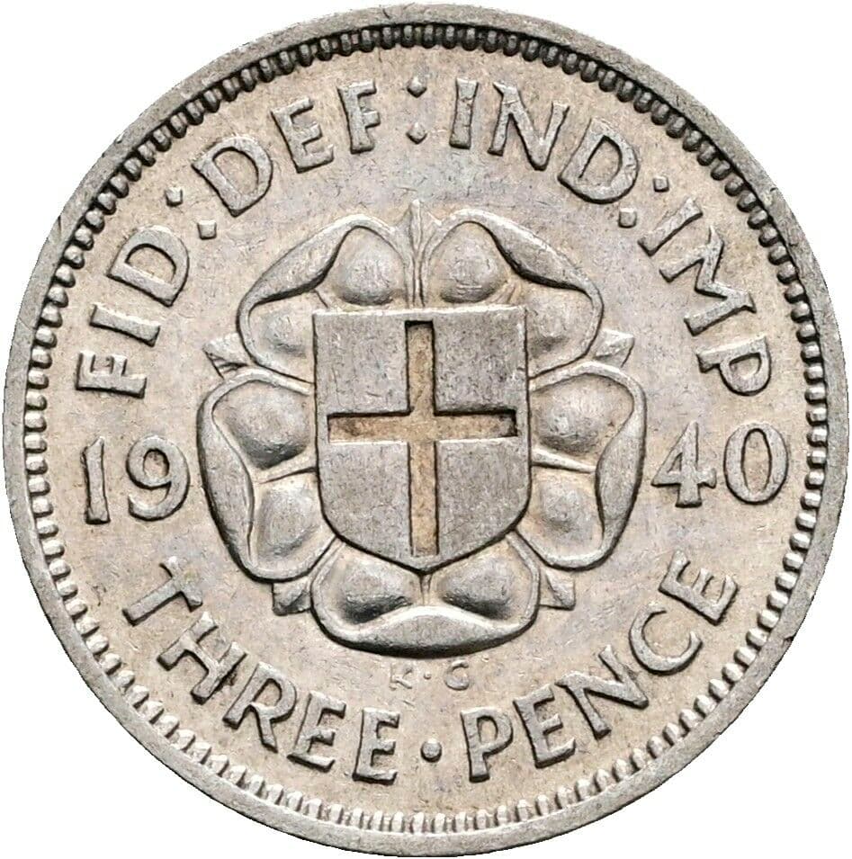 3 Pence Georg VI. (1936-1952) 1940 – Rückseite
