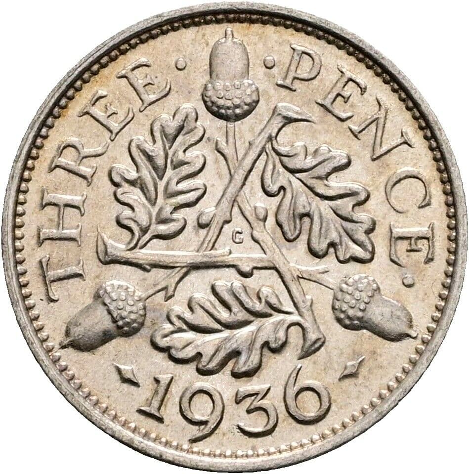 3 Pence Georg V. (1910-1936) 1936 – Rückseite