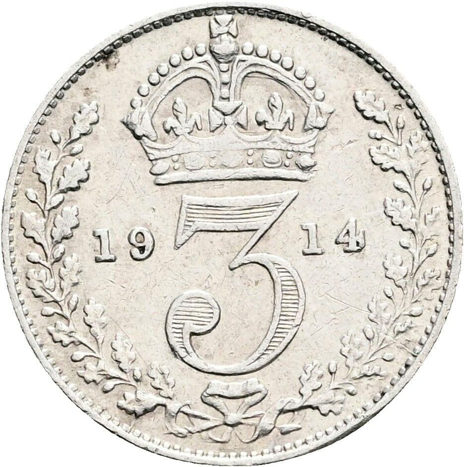 3 Pence Georg V. (1910-1936) 1914 – Rückseite