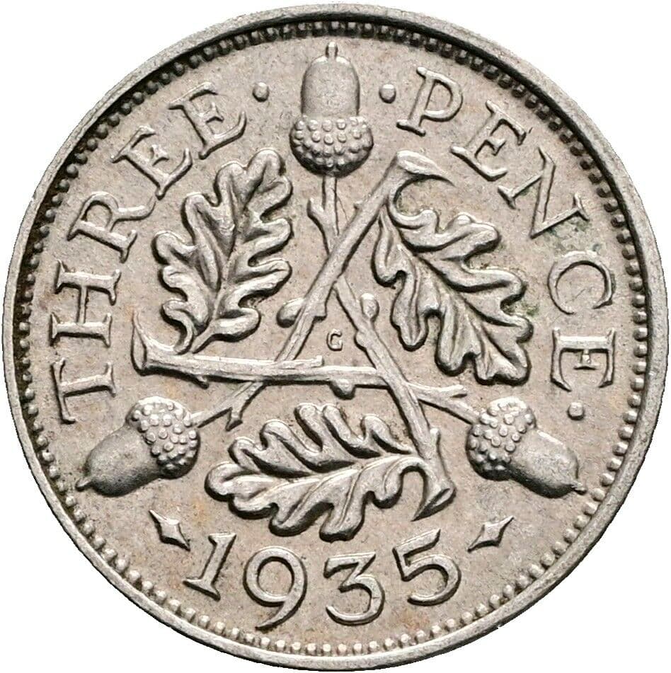 3 Pence Georg V. (1910-1936) 1935 – Rückseite
