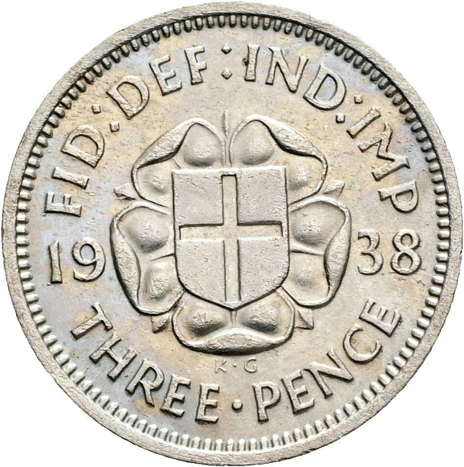 3 Pence Georg VI. (1936-1952) 1938 – Rückseite