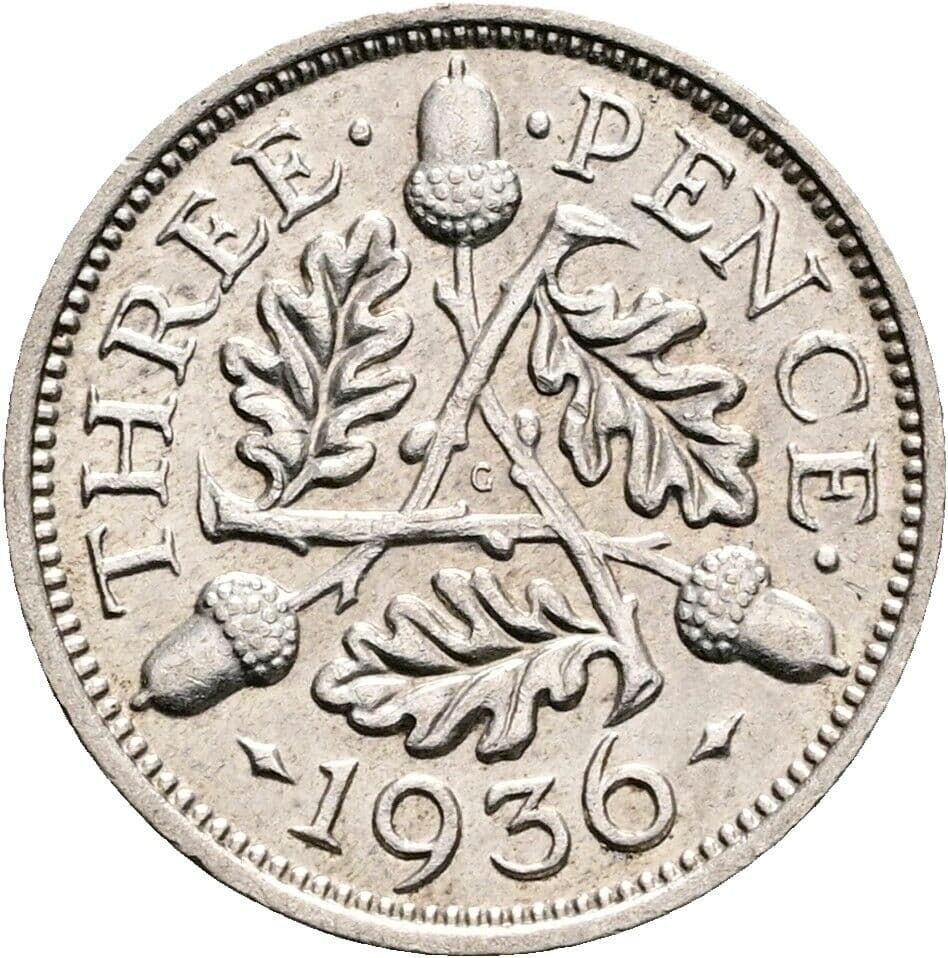 3 Pence Georg V. (1910-1936) 1936 – Rückseite