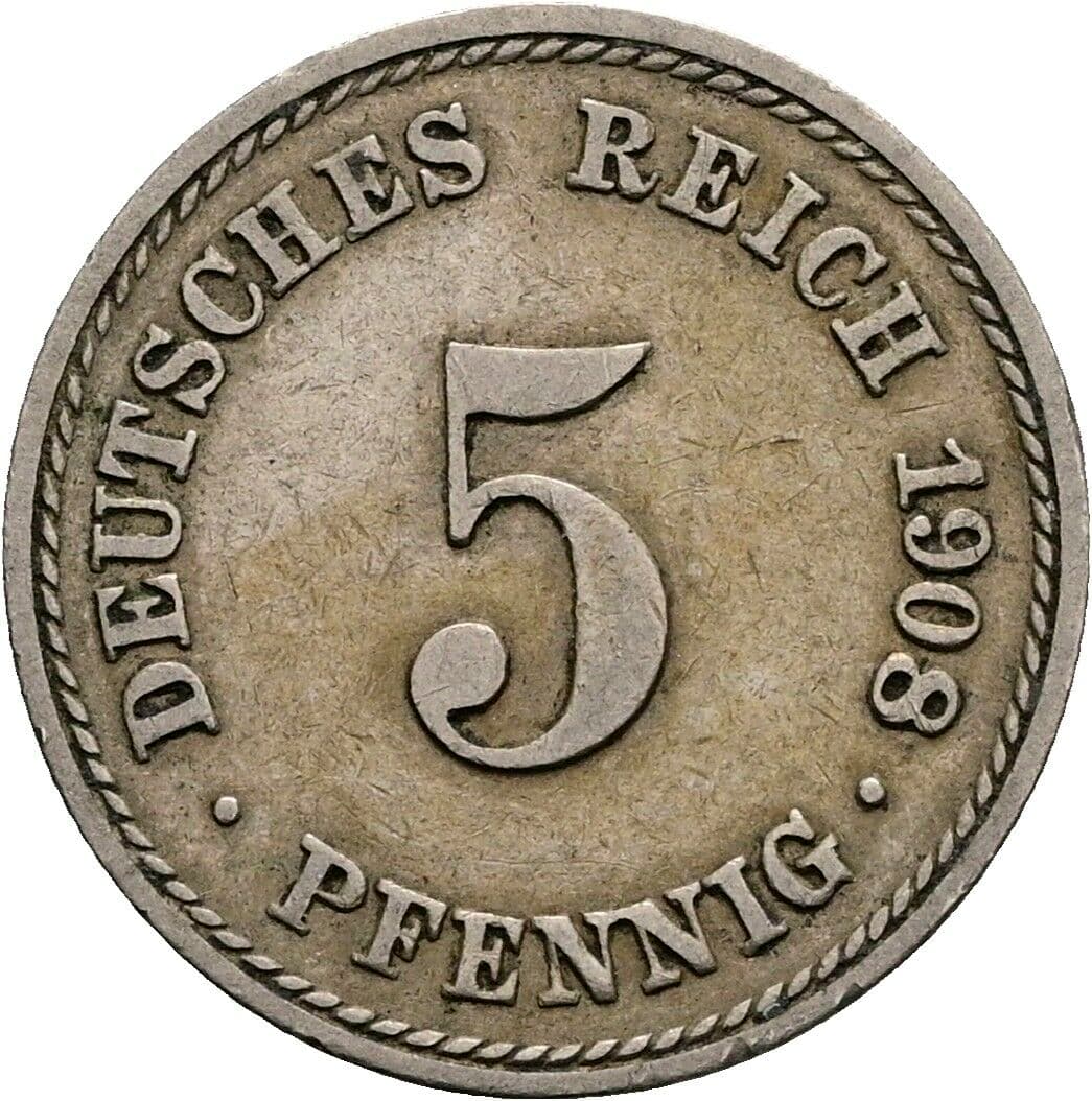 5 Pfennig 1908 A – Vorderseite