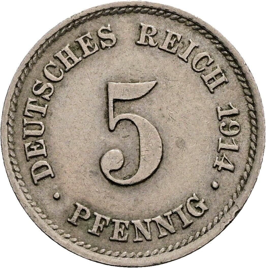 5 Pfennig 1914 E – Vorderseite
