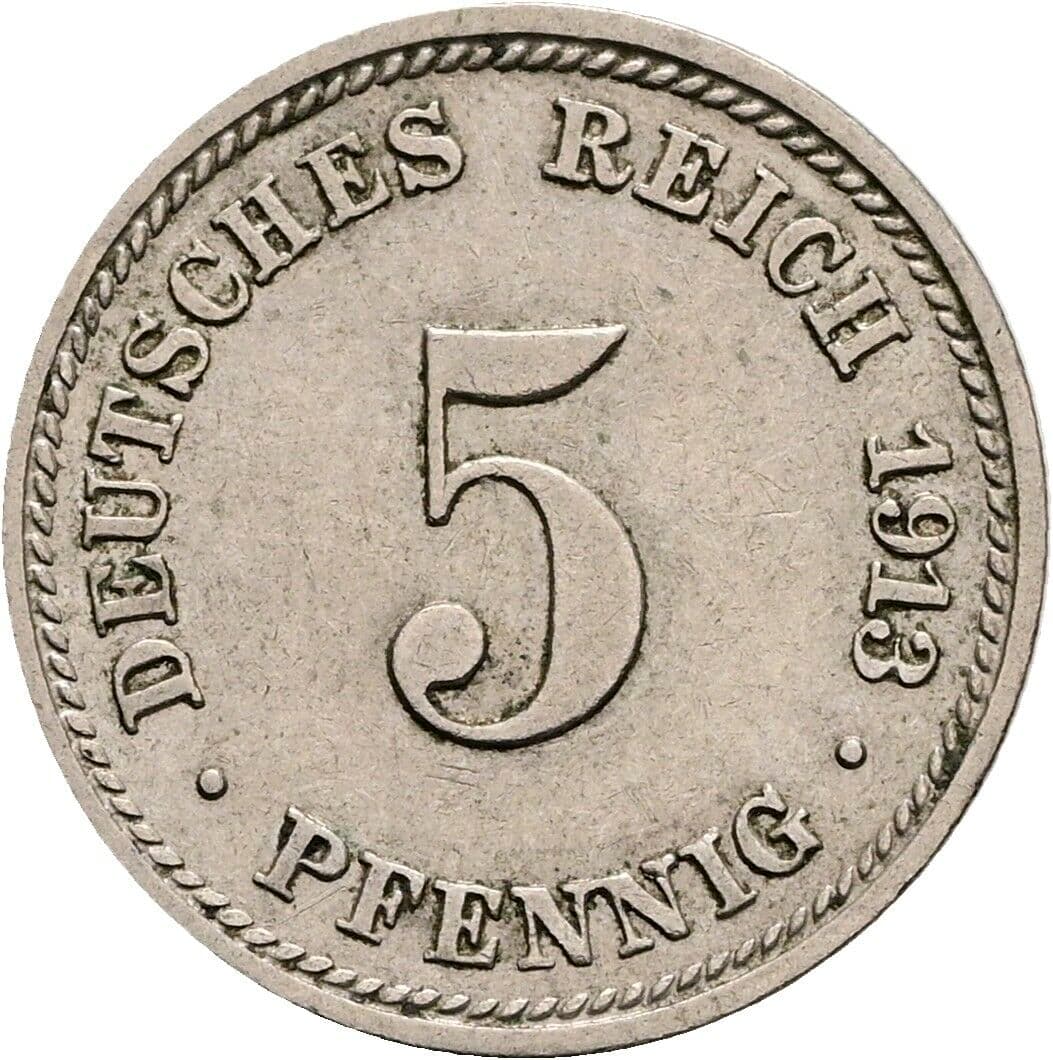 5 Pfennig 1913 D – Vorderseite