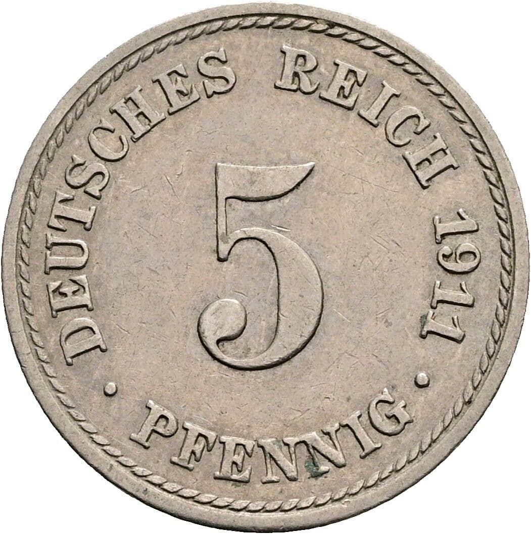 5 Pfennig 1911 A – Vorderseite