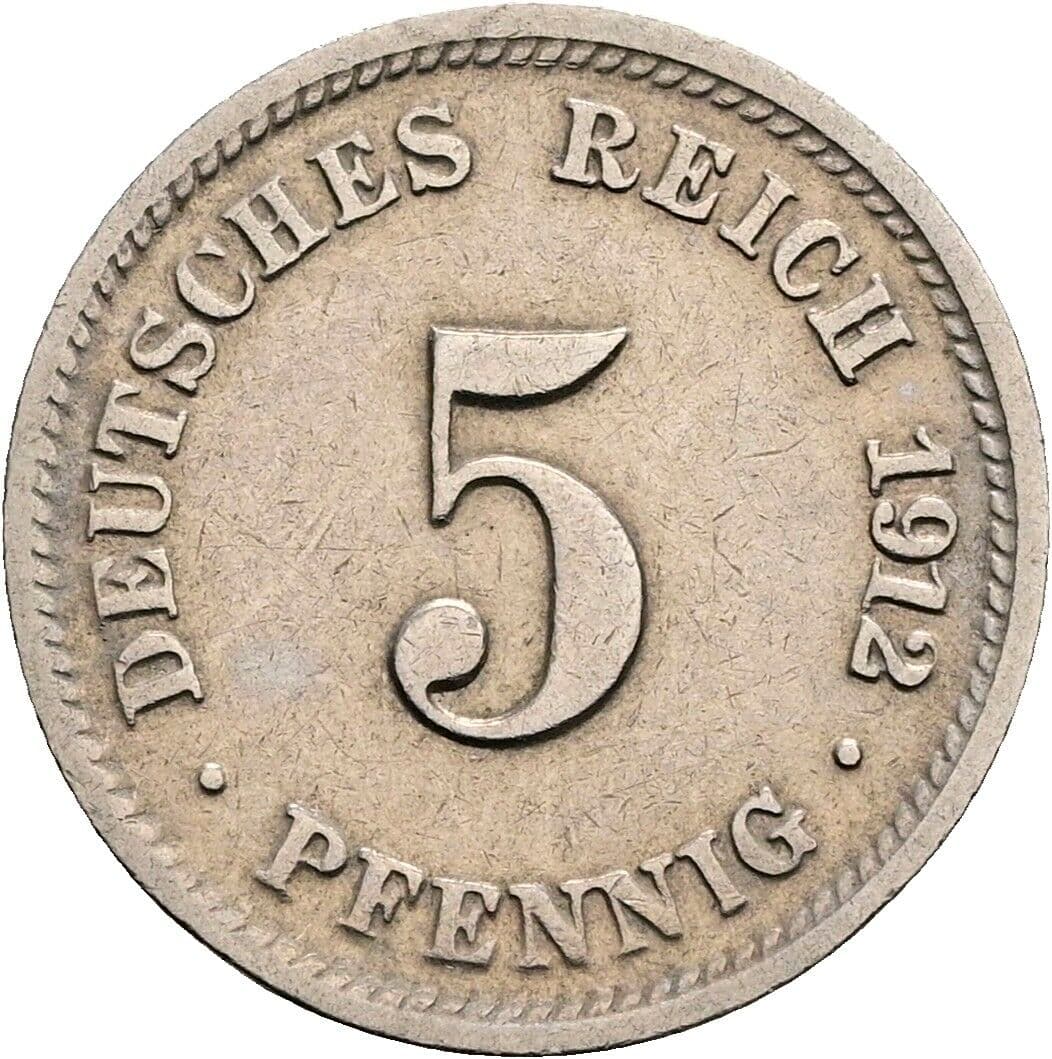 5 Pfennig 1912 D – Vorderseite